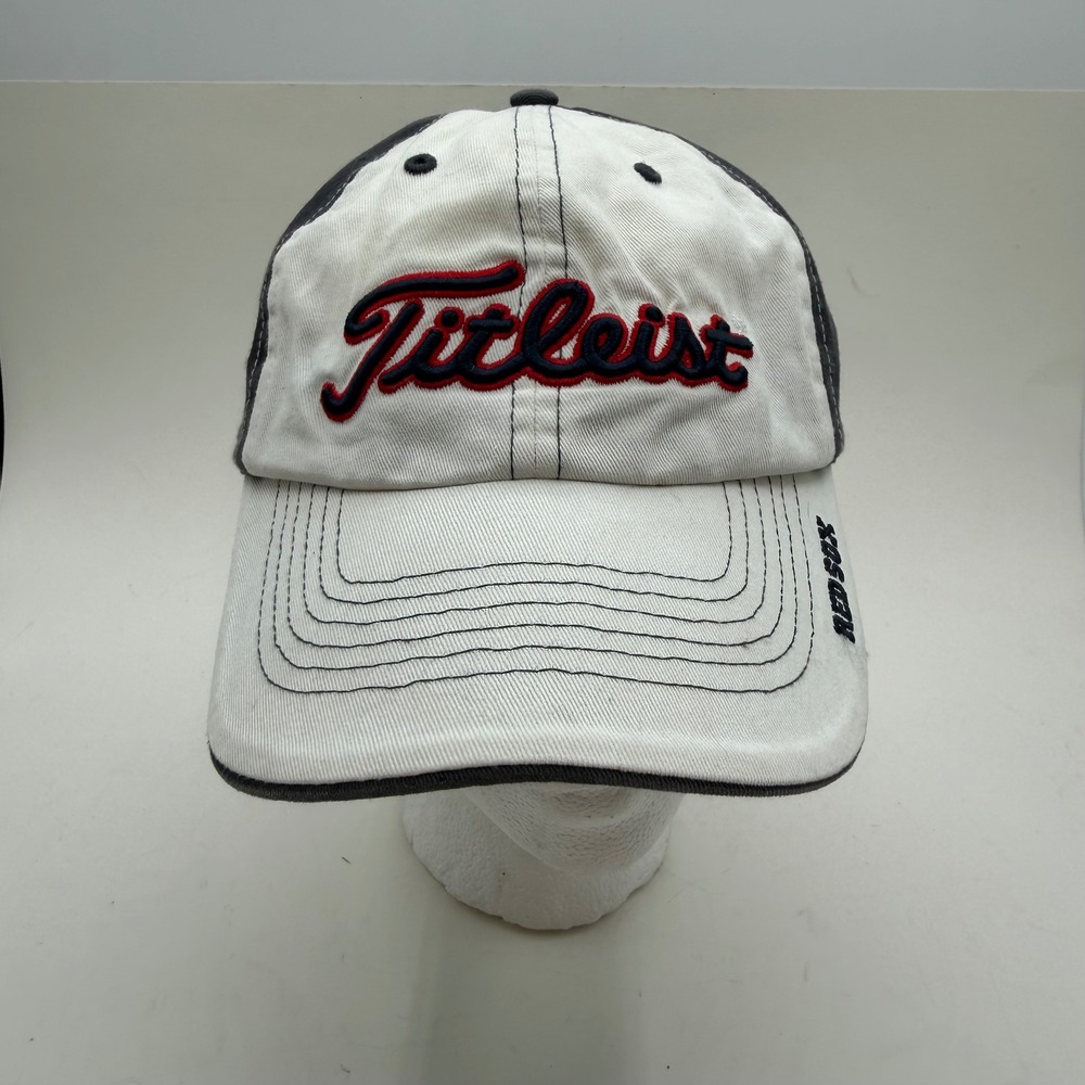 Titleist 47 Brand Boston Red Sox Golf Hat Mens White Navy Blue Strapback Cap